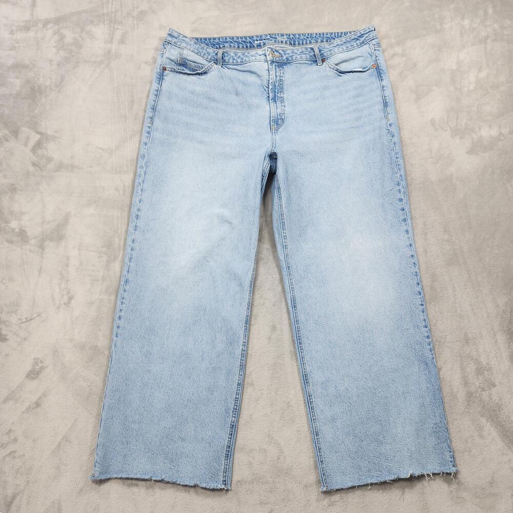 Old Navy Jeans Women 22 Blue Extra High Rise Wide Leg Raw Hem Light Wash Stretch